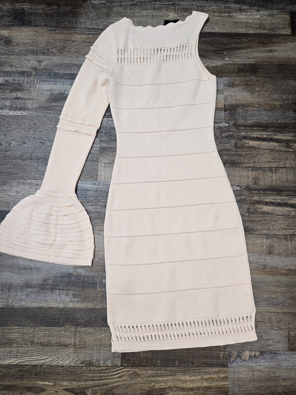 bebe Blush One-Shoulder Bell-Sleeve Bandage Dress - Picture 3 of 8